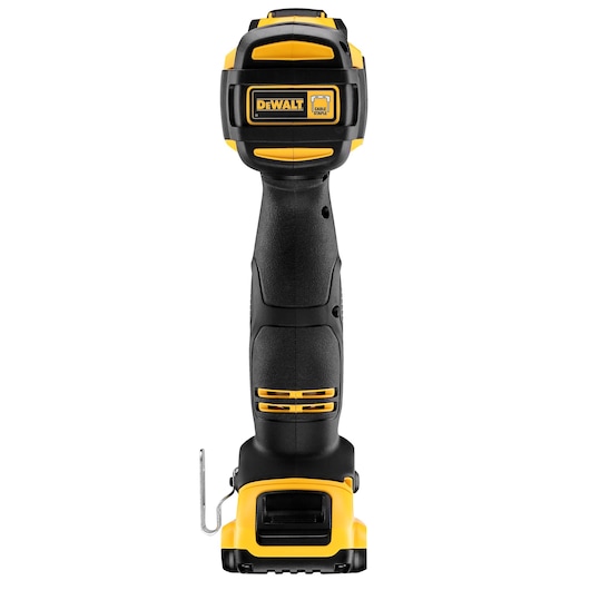 DEWALT DCN701D2 cable stapler tool in black and yellow, shown upright and viewed from the front.