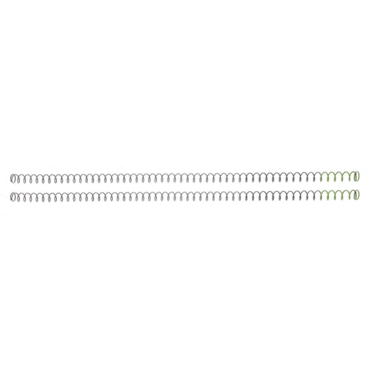 Two metal spiral springs with green ends, shown side by side on a white background.