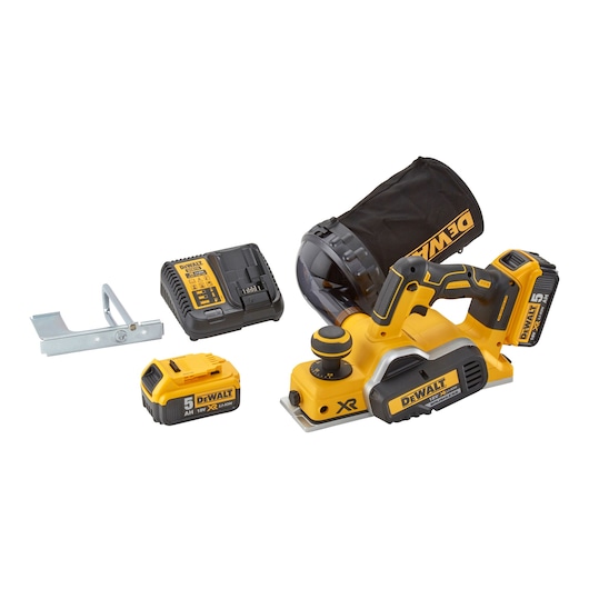 DEWALT DCP580P2, DCP580P2-XE cordless planer kit with accessories for photography product category.