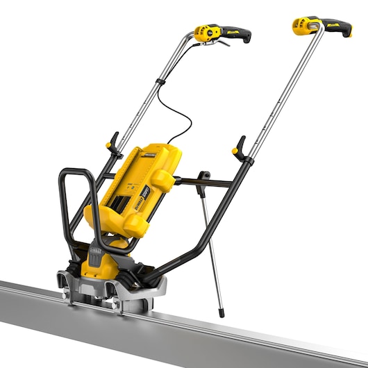 DEWALT DCPS330N cordless photography tool with dual handles and metal frame mounted on a rail.
