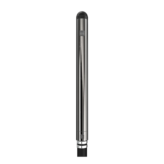 Metal telescopic pole accessory for photography, with a black cap on top and reflective surface.