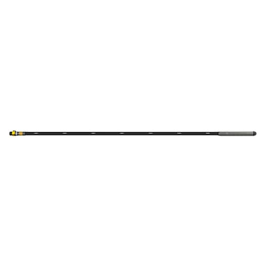 Long, black pole with metal and yellow fittings, photographed against a white background.