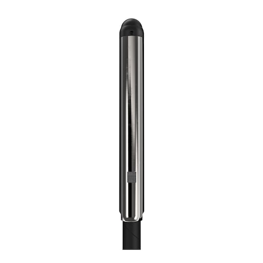 Metallic cylindrical photography accessory with black ends, shown vertically against a white background.