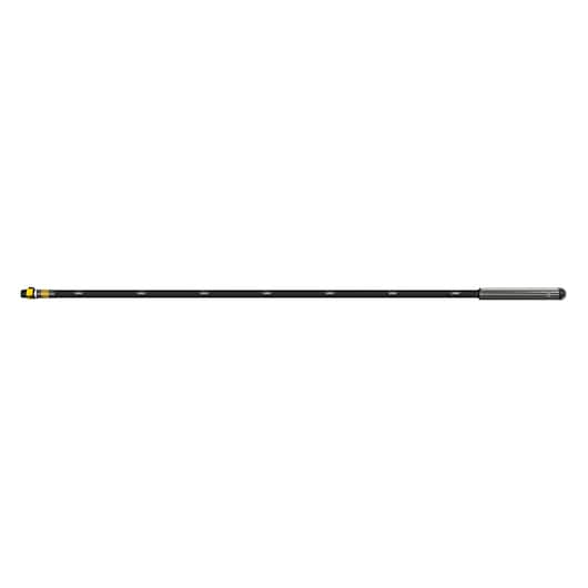 Long black DEWALT pole attachment with yellow connector and silver end, used for photography or tool extension.