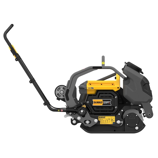 DEWALT DCPS7154N compact floor saw with yellow and black casing, ergonomic handle, side view.