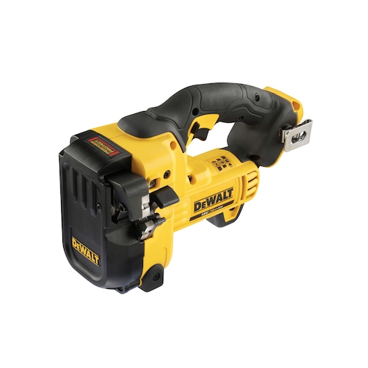 DEWALT DCS350NT yellow cordless tool for precise cutting, shown on a white background.