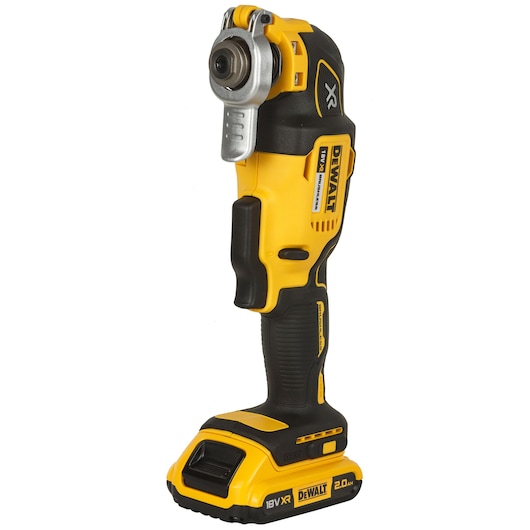 DEWALT DCS355D2 cordless oscillating multi-tool with 18V XR battery, black and yellow.