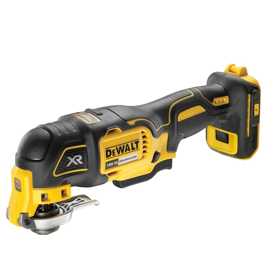 DEWALT cordless oscillating multi-tool, black and yellow, model DCS356P2, shown on a white background.