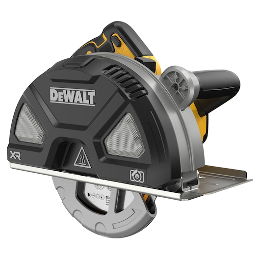 DEWALT saw, models DCS383N and DCS383N-XJ, with black cover and handle, photography product.