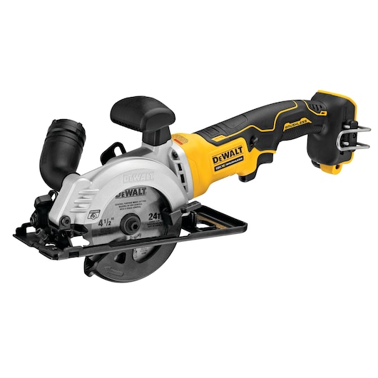 DEWALT cordless saw, Photography category, DCS571NT-XJ and DCS571NT SKUs, black and yellow tool on white.