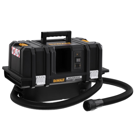 DEWALT cordless brushless vacuum cleaner with hose, black and yellow, model DCV586MN, 54V.