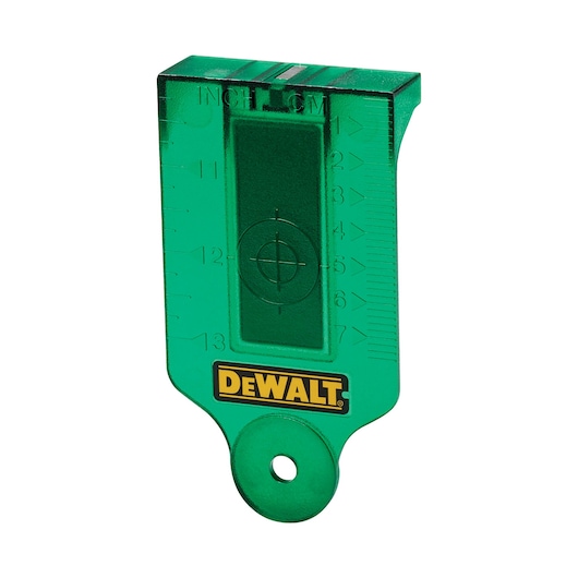 DEWALT photography target, green, DE0730G and DE0730G-XJ SKUs, with logo and ruler marks.