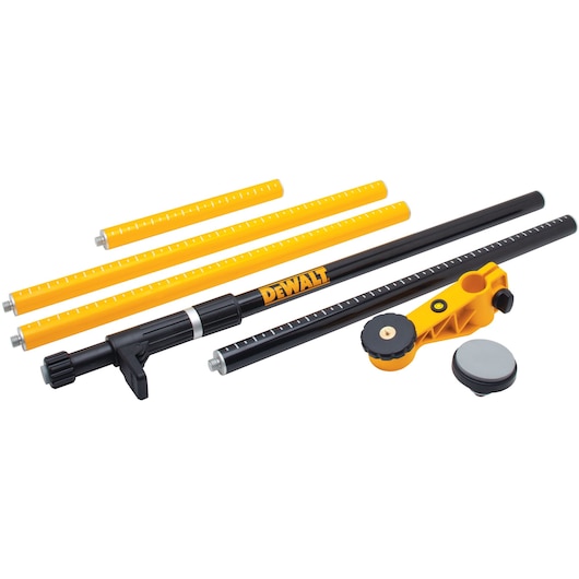 DEWALT DE0882 adjustable laser level mounting pole set with yellow and black components.