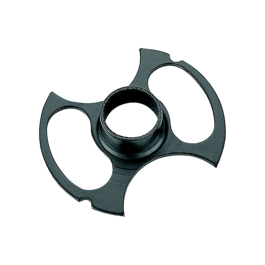 Black metal DEWALT DE6924 photography accessory with circular center and open side handles.