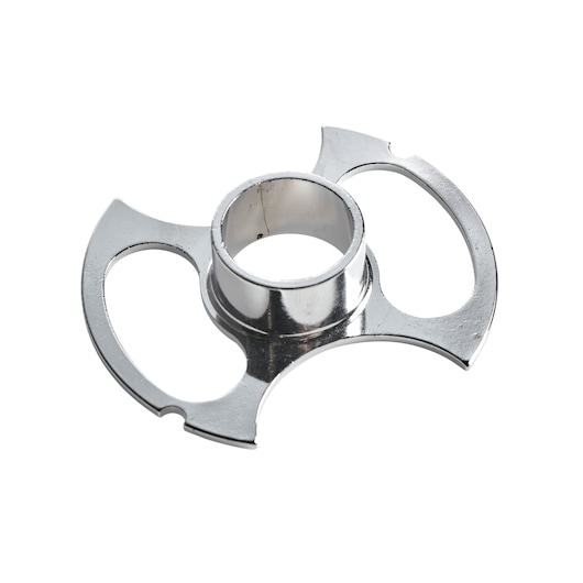 Metal photography accessory part DEWALT DE6927 with a central circular opening and curved edges.