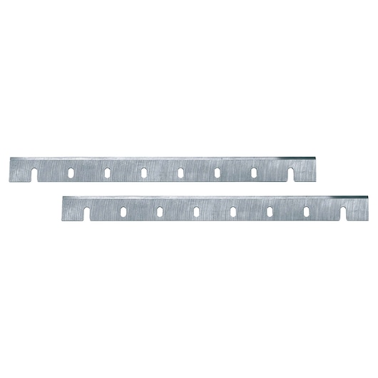 Two DEWALT metal guide rails with multiple slots for mounting, shown on a white background.