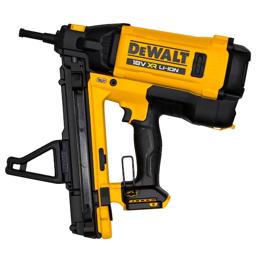 DEWALT nail gun, 18V XR Li-Ion, yellow and black, SKUs DGN845N-XJ, DGN845N shown.
