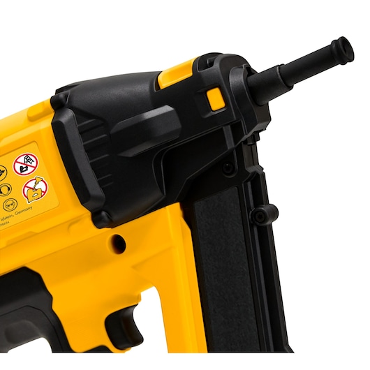 DEWALT photography tool, yellow and black. SKUs: DGN845N-XJ, DGN845N. Close-up of device details.