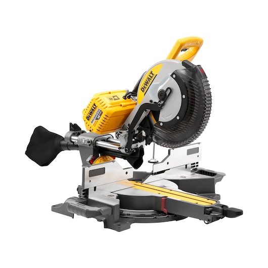DEWALT DHS780N miter saw with yellow and black body, shown on a white background.