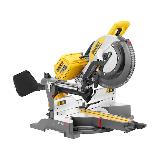 DEWALT DHS780N sliding compound miter saw with yellow and silver design, used for precision cutting tasks.