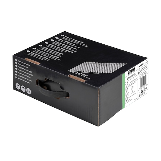 DEWALT DNW28R50E black box with handle, product info, and barcode visible on side for photography category.