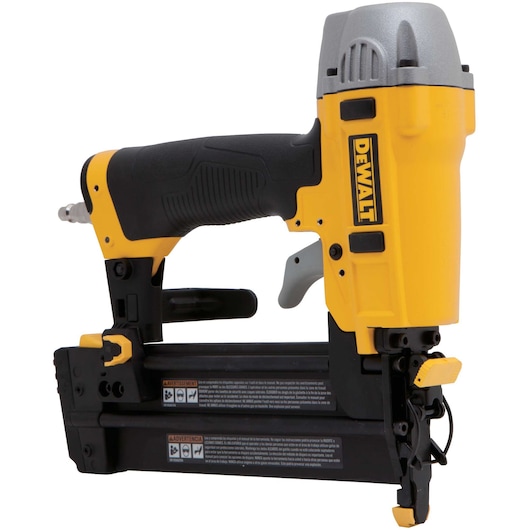 DEWALT nailer tool, models DPSSX38 and DPSSX38-XJ, yellow and black, for construction or carpentry.