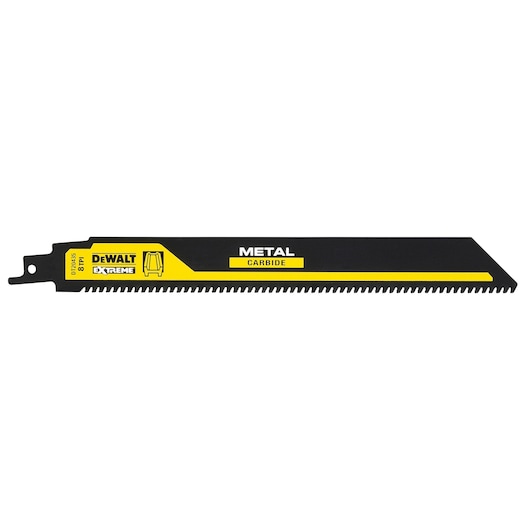DEWALT DT20435 metal carbide saw blade with black and yellow design for cutting metal surfaces.