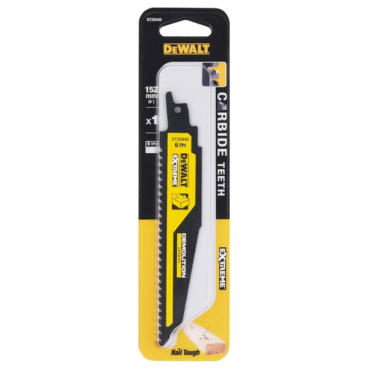 DEWALT DT20440 carbide demolition saw blade, 152mm, packaged for extreme use.