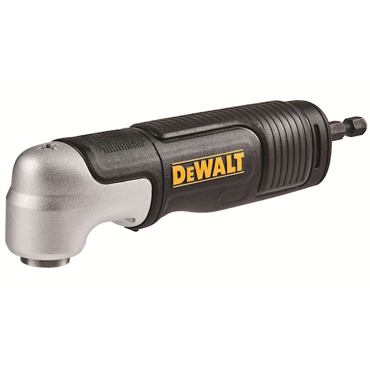 DEWALT DT20500 right angle drill attachment with black and silver finish, shown against a white background.
