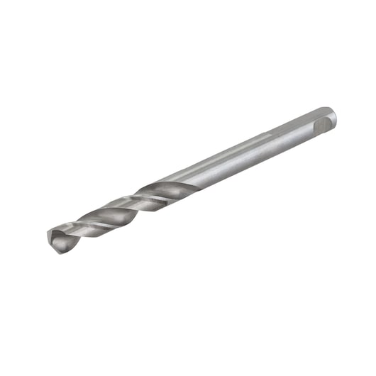 Single metal twist drill bit shown on white background, designed for precision drilling in various materials.