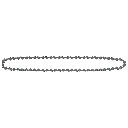 A DEWALT chainsaw chain, shown laid out in an oval shape against a white background.