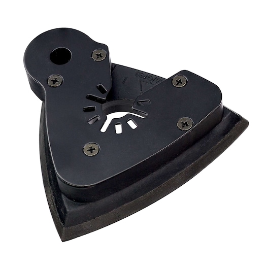 Black DEWALT DT20700 triangular sanding pad accessory for multi-tools, shown against a white background.