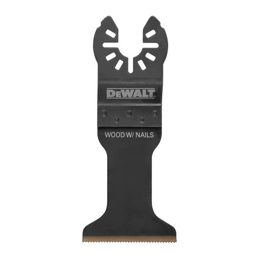 DEWALT DT20702 wood and nails cutting blade for oscillating tools, shown upright on a white background.