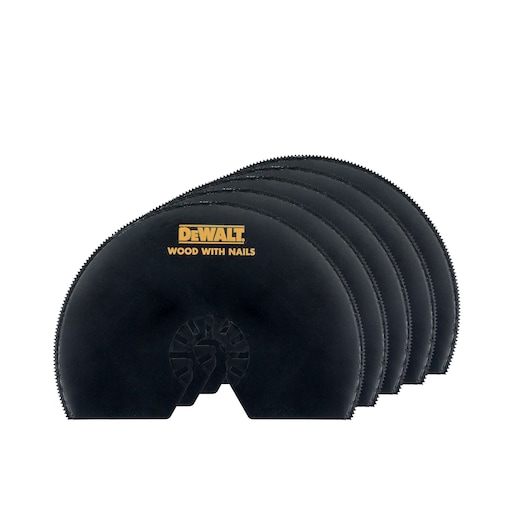 Set of DEWALT DT20728 black wood cutting saw blades for use with nails.