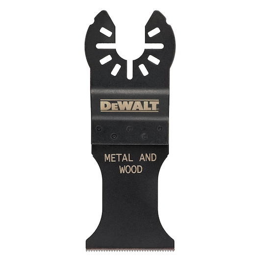 DEWALT DT20743 oscillating tool blade for cutting metal and wood, black with label.