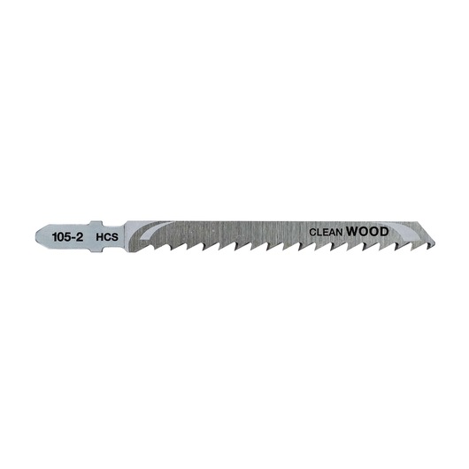 DEWALT DT2164 jigsaw blade for clean wood cutting. Metal blade with sharp teeth, labeled 105-2 HCS.