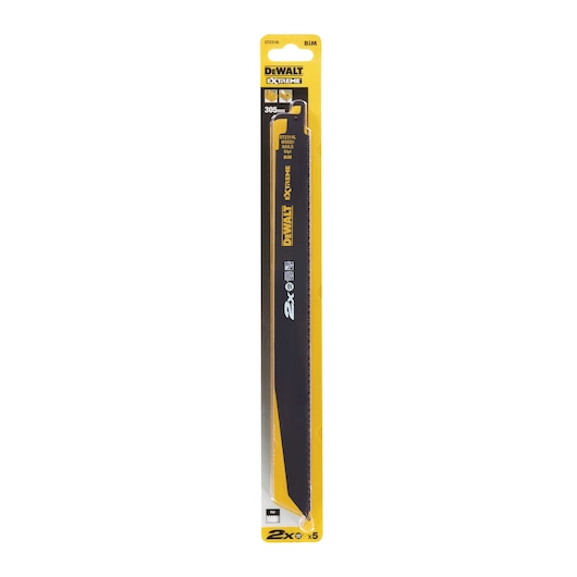 DEWALT DT2314L Extreme saw blade, 305mm, in yellow and black packaging for wood cutting.