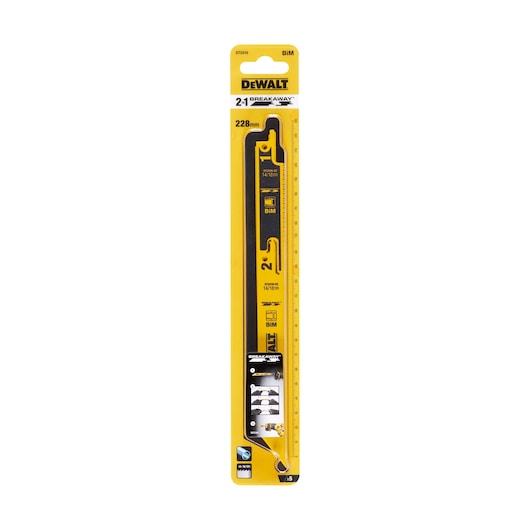 DEWALT DT2416 Breakaway reciprocating saw blade, 228mm, in yellow and black packaging, BIM type.