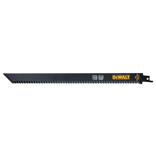 DEWALT saw blade for photography, SKUs DT2451, DT2451-QZ, black with sharp teeth.