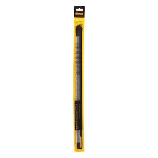 DEWALT DT2966 saw blade in yellow packaging, suitable for wood cutting, shown upright against a white background.