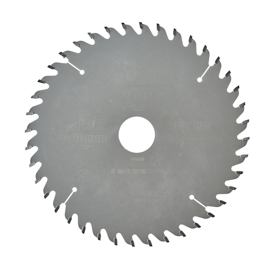 DEWALT DT4064 circular saw blade for wood, with 40 teeth and 30mm bore, shown against a white background.