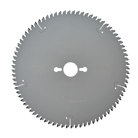 A circular saw blade with multiple sharp teeth and a central hole for mounting, shown against a white background.
