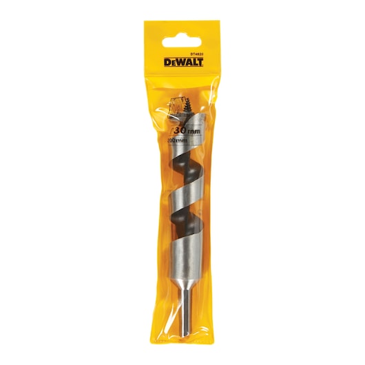 DEWALT wood drill bit in yellow pack. SKUs: DT4620, DT4620-QZ. Photography category.