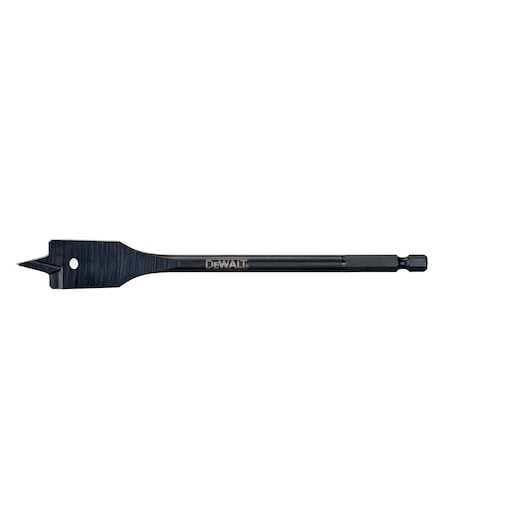 DEWALT flat wood drill bit with hex shank, shown isolated on a white background.