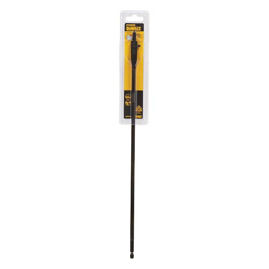 DEWALT DT4781 long spade drill bit in retail packaging, designed for wood drilling.
