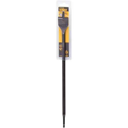 DEWALT DT4793 flat wood drill bit, 35mm, in packaging. Long shaft, extreme series for woodworking.