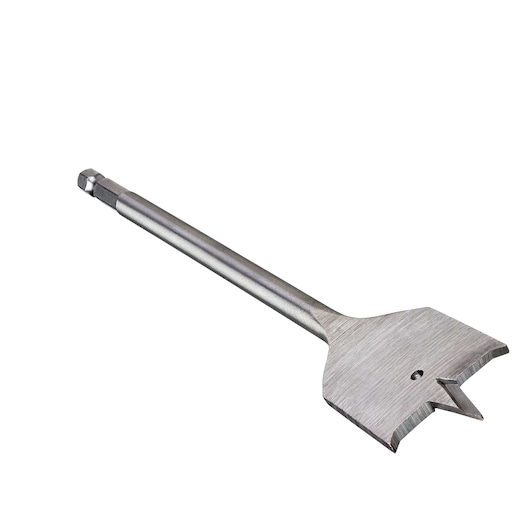 DEWALT flat drill bit, DT4810-QZ and DT4810 SKUs, used for wood. Metallic, hex shank, photography category.