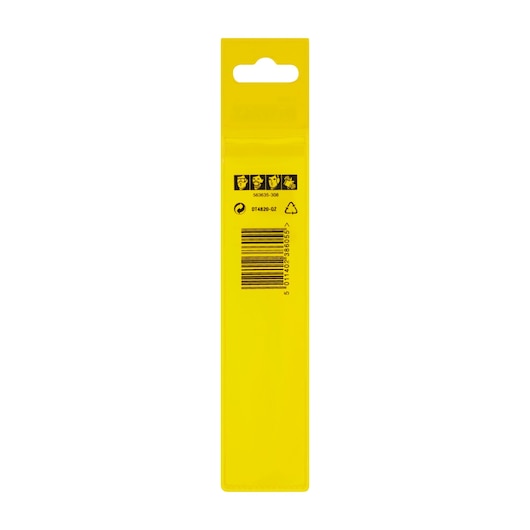Back view of DEWALT DT4820 yellow packaging with barcode and safety symbols.