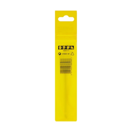 DEWALT DT4825 drill bit in yellow packaging with barcode and safety icons on the back.