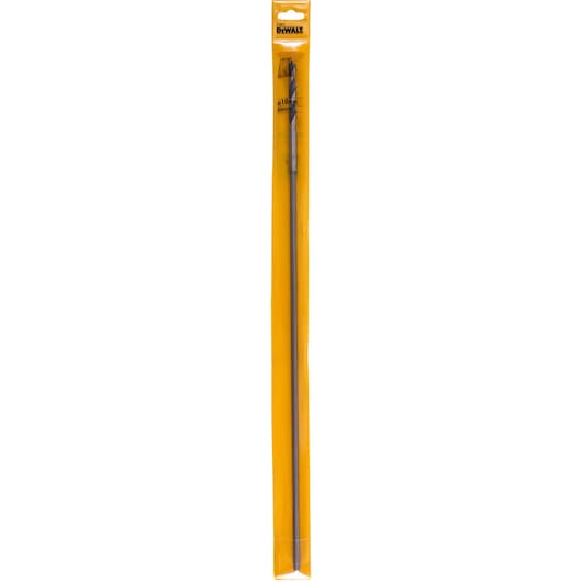 DEWALT drill bit in yellow packaging, long and slender, suitable for concrete and masonry drilling.